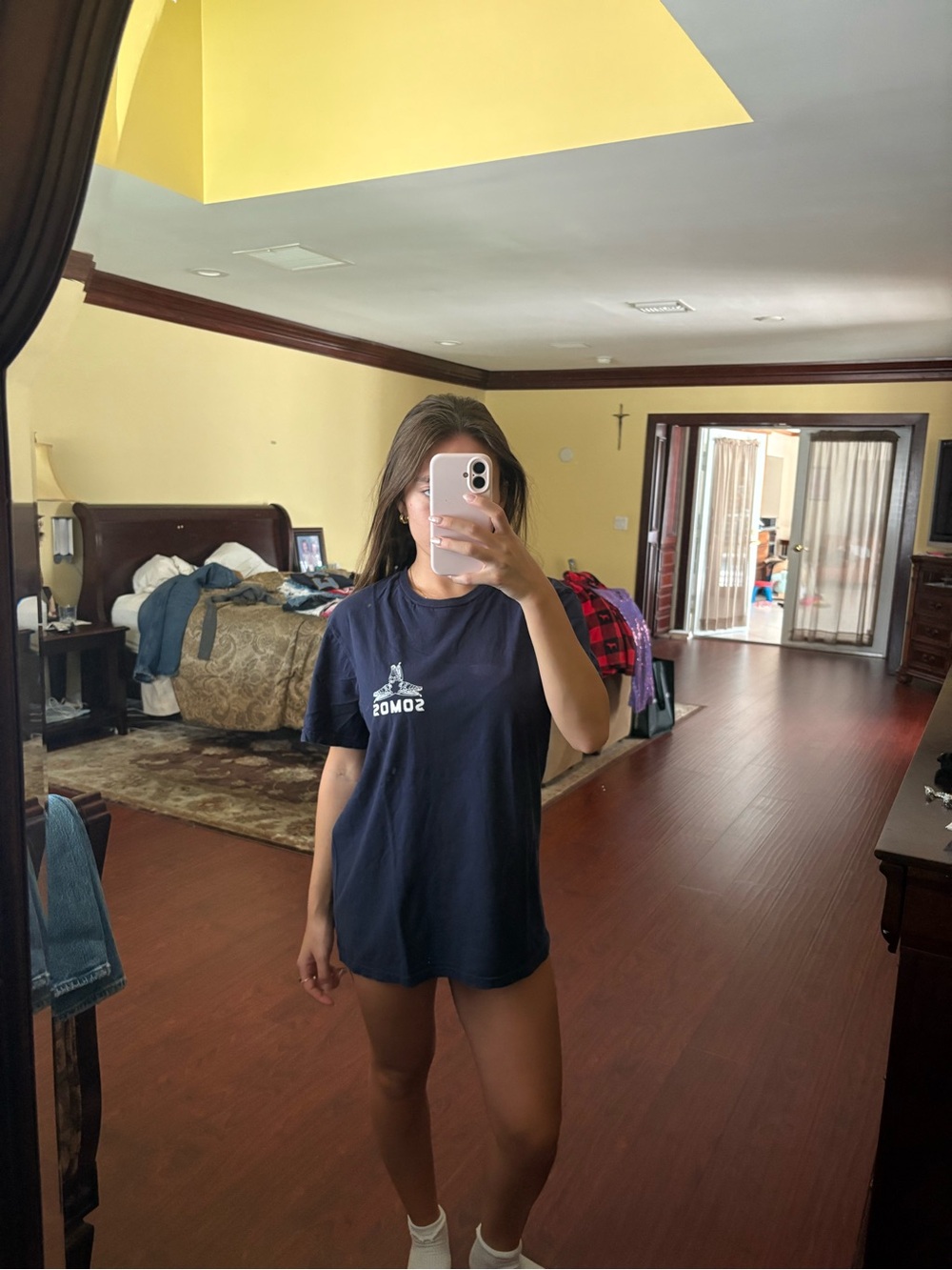 Navy Graphic Tee with White Logo